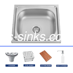 304 Paslanmaz Çelik Mutfak Lavabo Polish Finish Altyazı veya Üstyazı Tek Kasa Lavabo