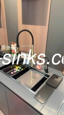 Alt montaj tek havuz dikdörtgen el yapımı mutfak çelik lavabo sus304