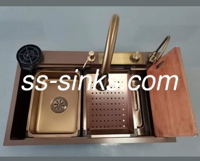 SS304 Koruyucu ızgarası karşı yuvarlama siyah el yapımı mutfak lavabosu