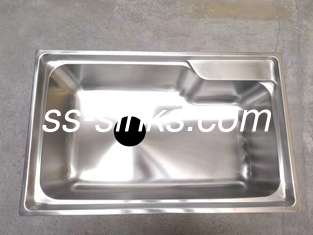 Tek parça dikdörtgen cilalı paslanmaz çelik tek kase lavabo
