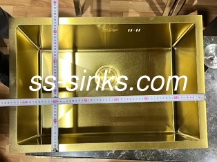 Kişisel kare boyutlu paslanmaz çelik altın bitirme ile tek kase lavabo