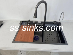 1 Bowl Top Mount Lavabo 33 * 22 Inch Boyutunda Mutfak Organizasyonu için