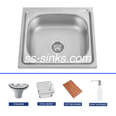 304 Paslanmaz Çelik Mutfak Lavabo Polish Finish Altyazı veya Üstyazı Tek Kasa Lavabo