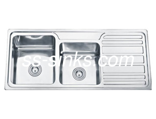 Altın Dökme Paslanmaz Çelik Çift Kuyu Lavabo 18 Ölçüm 2 Kanal Dayanıklı