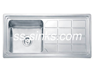 Paslanmaz çelikten tek kabuklu lavabo ve drenaj tahtası