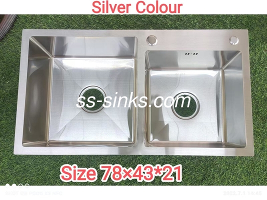 Mermer el yapımı 30 Inch Alt Dağ Paslanmaz Çelik Çift Kasa Lavabo
