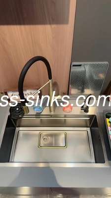 Alt montaj tek havuz dikdörtgen el yapımı mutfak çelik lavabo sus304