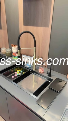 Alt montaj tek havuz dikdörtgen el yapımı mutfak çelik lavabo sus304