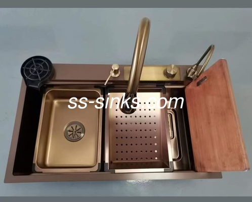 SS304 Koruyucu ızgarası karşı yuvarlama siyah el yapımı mutfak lavabosu