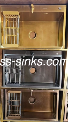 SS304 Koruyucu ızgarası karşı yuvarlama siyah el yapımı mutfak lavabosu