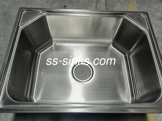 Top Mount Büyük Altıgen Paslanmaz Çelik Tek Kuyu Lavabo Konteynör Üstünde