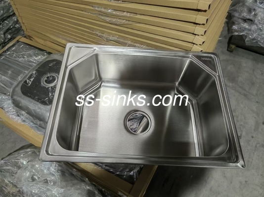 Top Mount Büyük Altıgen Paslanmaz Çelik Tek Kuyu Lavabo Konteynör Üstünde