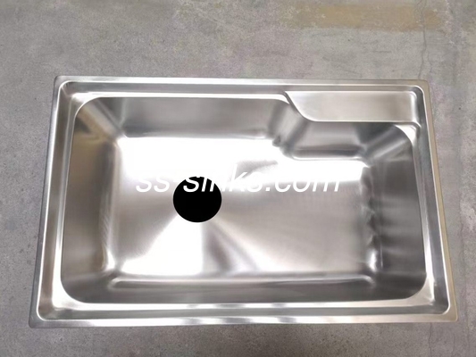 Tek parça dikdörtgen cilalı paslanmaz çelik tek kase lavabo