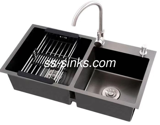 Serisi 304 Paslanmaz Çelik El Yapımı Lavabo Çift Kasa Mutfak Üstü Montajı