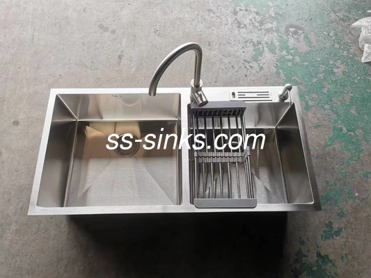 Serisi 304 Paslanmaz Çelik El Yapımı Lavabo Çift Kasa Mutfak Üstü Montajı