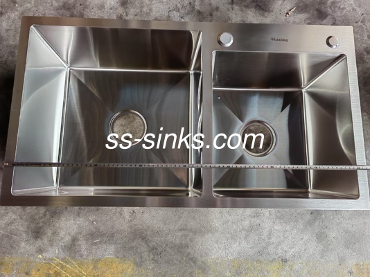 Modern Tasarım Çift Kasa Mutfak Lavabo Stainless Steel Drainer ve Overflow ile Alt Taşıma