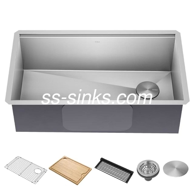 Modern Tarzı Topmount Mutfak Lavabosu 3,5 Inch Drain Açma Dikdörtgen Kasa Şekli