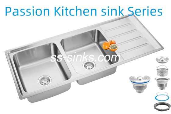 1200 X 500 mm Köşe Paslanmaz Çelik Mutfak Lavabo Restoran Mutfağınız için Arka Çöpe Yerleştirme