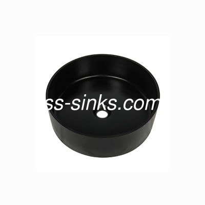 Splashback ile 410mm Siyah Kuvars Undermount Yuvarlak Tek Kase Evye