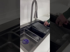 Sıcak satış siyah renkli paslanmaz çelik el yapımı 3 çeşit musluklu tek kase lavabo aksesuarlar ile musluk